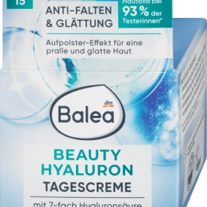 Crème de jour anti-rides Hyaluron avec SPF 15, 50 ml | Hydrate la peau mature | Hyaluronate de sodium, Vitamines C et E | Balea