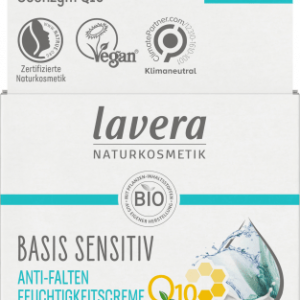 Crème Anti-Rides Q10 Basis Sensitiv, 50 ml | Réduit les signes de lâge | Coenzyme Q10, huile donagre | lavera