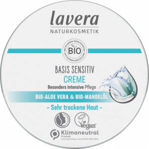 Gesichtscreme Basis Sensitiv in der Dose, 150 ml | Hydratierende Tagescreme | Aloe Vera & Jojobaöl | lavera