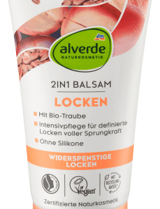 2in1 Balsam Locken Bio-Traube, Bio-Leinsamen, 150 ml | Masque | Contrôle des frisottis & Facilité de coiffage | Riche en ingrédients naturels | alverde NATURKOSMETIK