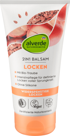 2in1 Balsam Locken Bio-Traube, Bio-Leinsamen, 150 ml | Masque | Contrôle des frisottis & Facilité de coiffage | Riche en ingrédients naturels | alverde NATURKOSMETIK