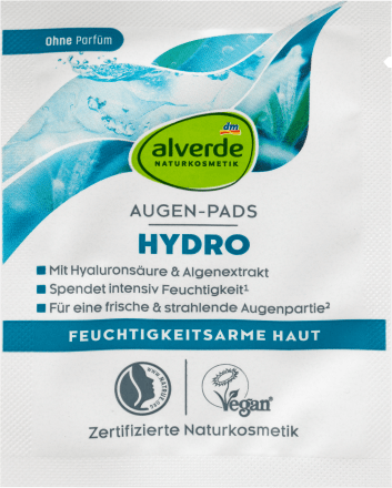 Augenpads Hydro, 2 St | Soin Hydratant pour les Yeux | Hydratation Intense | Ingrédients Naturels | alverde NATURKOSMETIK