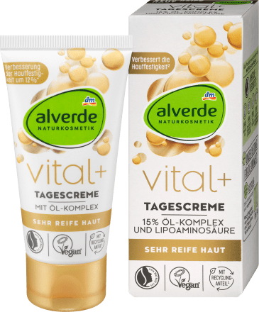 Gesichtscreme Vital+, 50 ml | Crème anti-âge | Hydratation intense | Pépins de raisin et huile dargan | alverde NATURKOSMETIK
