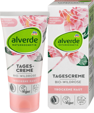 Gesichtscreme Wildrose, 50 ml | Crème hydratante naturelle | Réduit la sécheresse de la peau | Rose sauvage | alverde NATURKOSMETIK