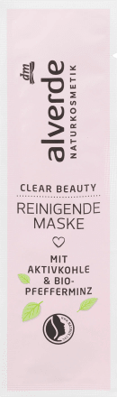 Gesichtsmaske Clear Beauty mit Aktivkohle, 10 ml | Tiefenreinigende Maske | Klärende Pflege | alverde NATURKOSMETIK