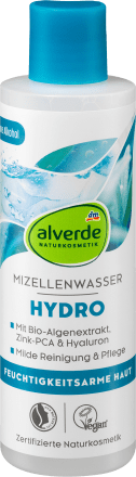 Mizellenwasser Hydro, 200 ml | Eau Micellaire Apaisante | Hydratation Intense | Aloe Vera & Concombre | alverde NATURKOSMETIK