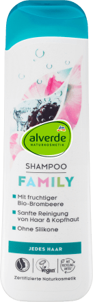 Shampoo Family Bio-Malve, Bio-Brombeere, 300 ml | Shampoing naturel | Hydratation intense | Malve et Brombeere | alverde NATURKOSMETIK |
