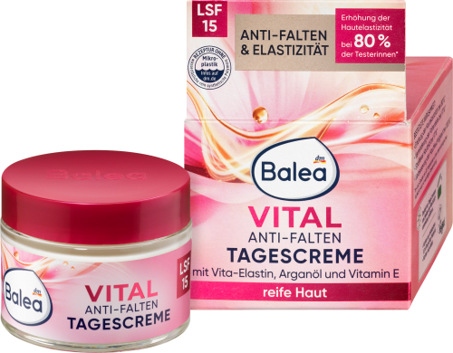 Anti Falten Gesichtscreme Vital, 50 ml | Réduit les rides visiblement | Acide hyaluronique & collagène | Balea