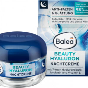 Balea Anti Falten Nachtcreme Beauty Hyaluron, 50 ml | Réduit les rides et raffermit la peau | Acide hyaluronique et ingrédients naturels
