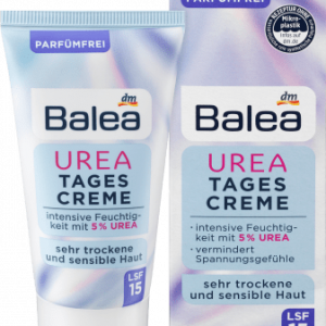 Gesichtscreme 5% Urea LSF 15, 50 ml | Crème hydratante apaisante | Peau sensible et sèche | Urea et protection solaire | Balea