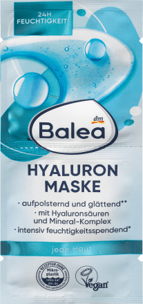 Gesichtsmaske Hyaluron (2x8 ml), 16 ml | Régénère et Hydrate en Profondeur | Acide Hyaluronique, Huiles Essentielles | Balea