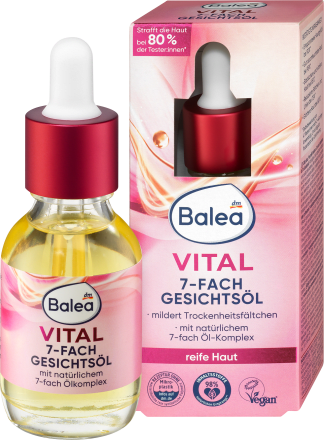 Gesichtsöl Vital 7-fach, 30 ml | Huile pour le visage anti-âge | Riche en ingrédients naturels | Balea