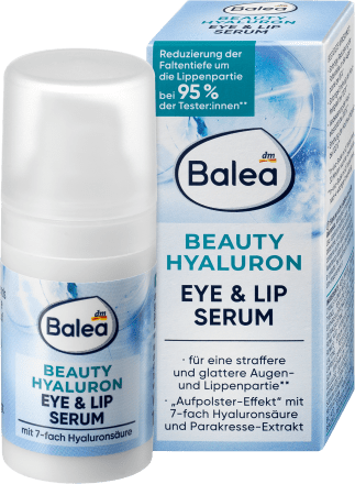 Balea Serum Beauty Hyaluron Eye & Lip, 15 ml | Réduit les rides et les ridules | Hyaluron, huile dargan | Vegan