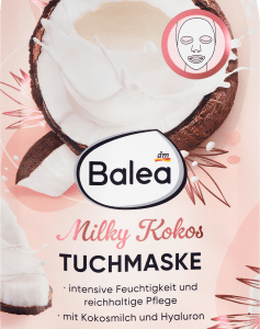 Tuchmaske Milky Kokos, 1 St | Masque Visage Hydratant | Peau Douce et Éclatante | Nourrissant au Lait de Coco | Balea